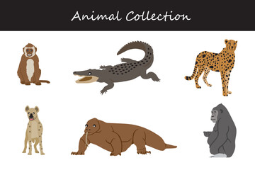 Fototapeta premium Animals collection. Flat style vector illustration.
