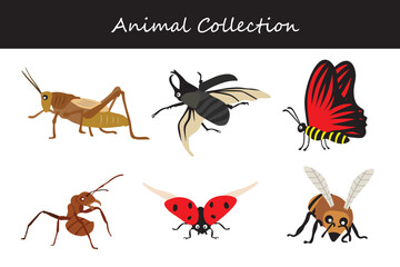 Animals collection. Flat style vector illustration.