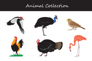 Animals collection. Flat style vector illustration.