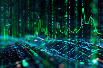 Obraz premium An Abstract Line Artwork Visualizes the Fluctuations of the Stock Market, Highlighting the Dynamic Nature of Financial Data