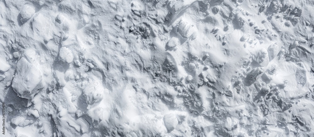Wall mural snow texture seen from above with copy space for an image