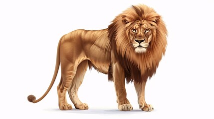 Obraz premium Detailed illustration of a lion with its characteristic features isolated on a white background