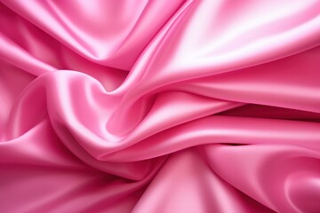 Obraz premium Close-up of luxurious pink satin fabric with smooth, graceful folds