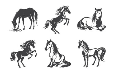 Print Ultimate Horse Silhouette Vector Set: Stunning Collection for Designers