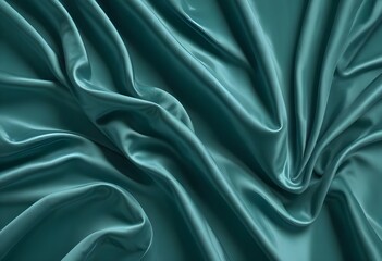 Obraz premium Blue turquaise satin velvet wavy drapery texture sample background 
