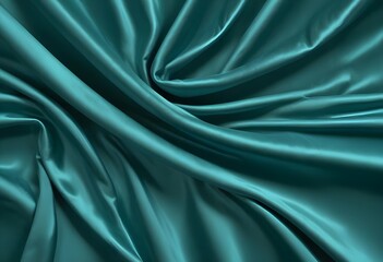 Obraz premium Blue turquaise satin velvet wavy drapery texture sample background 