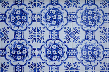 Traditional ornate portuguese decorative tiles, azulejos art