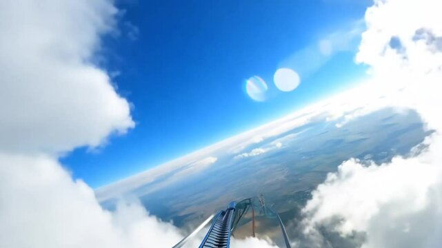 Roller Coaster Ride Above the Clouds Generative AI