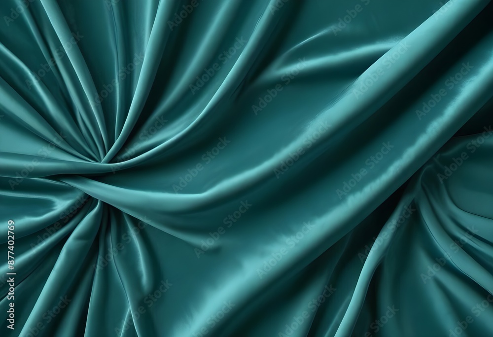 Wall mural Blue turquaise satin velvet wavy drapery texture sample background	