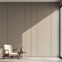 interior of a room in front of the empty wall