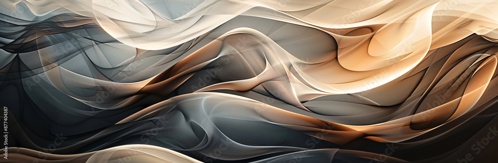 Poster abstract wavy lines background with muted colors and fluid shapes, creating an elegant design for ar