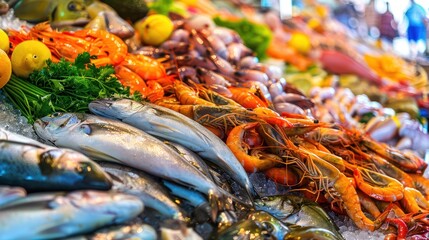 Fresh Seafood Display at a Market
