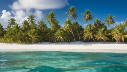 Fototapeta premium beautiful beach with palms, blue clear water and white sand