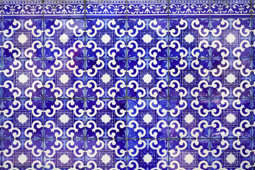 Traditional ornate portuguese decorative tiles. Intricate azulejos