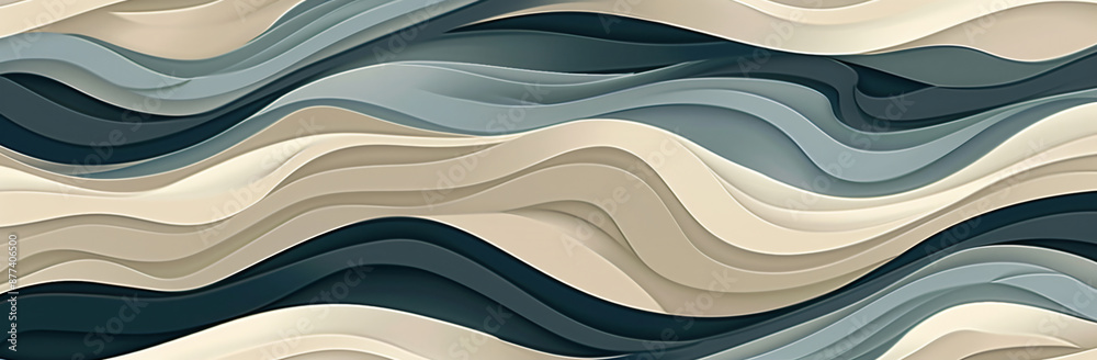 Poster abstract wavy lines background with muted colors and fluid shapes, creating an elegant design for ar