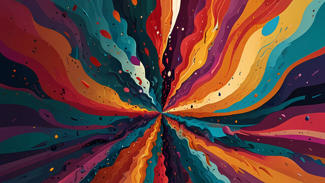 abstract illustration background that captures the moment of an explosion with vibrant, swirling colors and dynamic shapes that convey energy and movement
