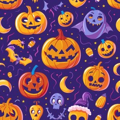 Grunge Vector illustration with pumpkin, ghost, skull and vampire monster. Halftone 90s vintage elements for mixed media design. illustration, design, drawing, postcard