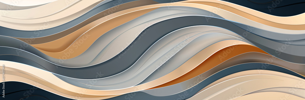 Poster abstract wavy lines background with muted colors and fluid shapes, creating an elegant design for ar