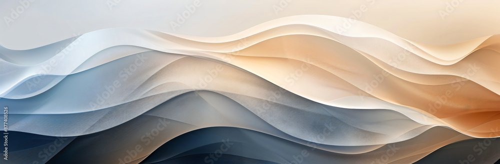 Poster abstract wavy lines background with muted colors and fluid shapes, creating an elegant design for ar
