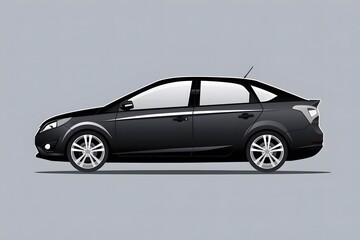 Fototapeta premium Sleek black sedan illustration on a grey background showcasing modern automotive design and style.