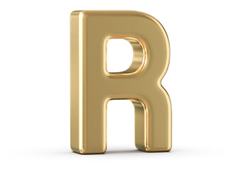 Golden 3D Font Letter R