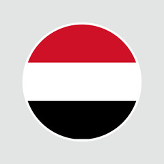 The flag of Yemen. Flag icon. Standard color. Round flag. Computer illustration. Digital illustration. Vector illustration.