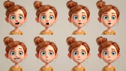 Fototapeta premium Animated Girl Expressions
