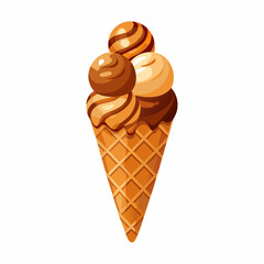A set of ice cream in a waffle cone Chocolate vanilla caramel Sweets vector illustration (21)