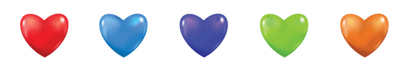 3D render colorful hearts.