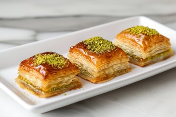 Walnut and cashew baklava is a traditional Turkish dessert. Raw baklava sweetened with honey and almonds.