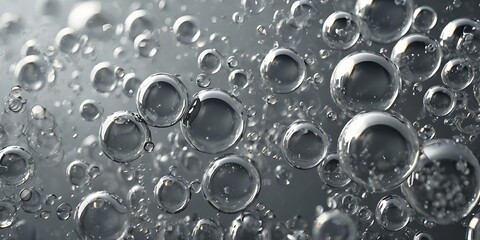 Background water bubbles in white and gray, drops and bubbles of water in random design