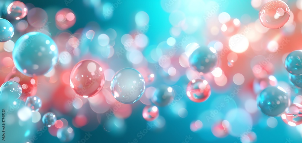 Poster colorful bubbles in a blurred bokeh background. vibrant and abstract, perfect for creative projects 