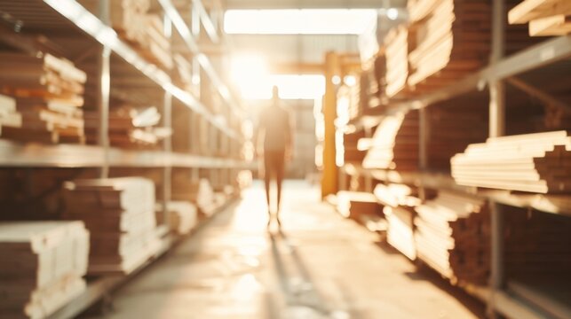 Skilled Craftsman in Timber Workshop with Data Visualization Overlay, Bright Airy Environment, Copy Space on Left