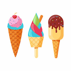 Ice cream collection Flat style vector illustration design (16)