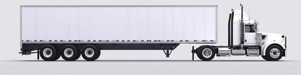 Side View Truck. Modern American Carrier with Clean White Design on Blank Background