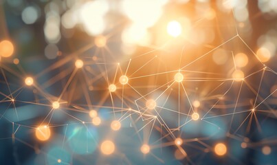 Abstract background of network connections, lines and dots, representing global communication, technology and internet of things (IoT).
