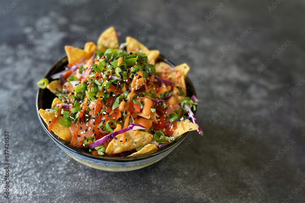 Sticker asian style poke nachos