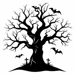 silhouette of a tree,gothic tree for Halloween vector