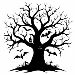 silhouette of a tree,gothic tree for Halloween vector