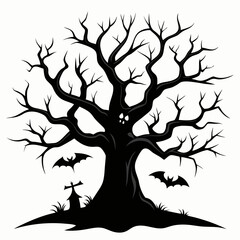 silhouette of a tree,gothic tree for Halloween vector