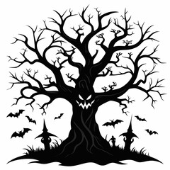 silhouette of a tree,gothic tree for Halloween vector