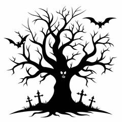 silhouette of a tree,gothic tree for Halloween vector