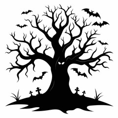 silhouette of a tree,gothic tree for Halloween vector