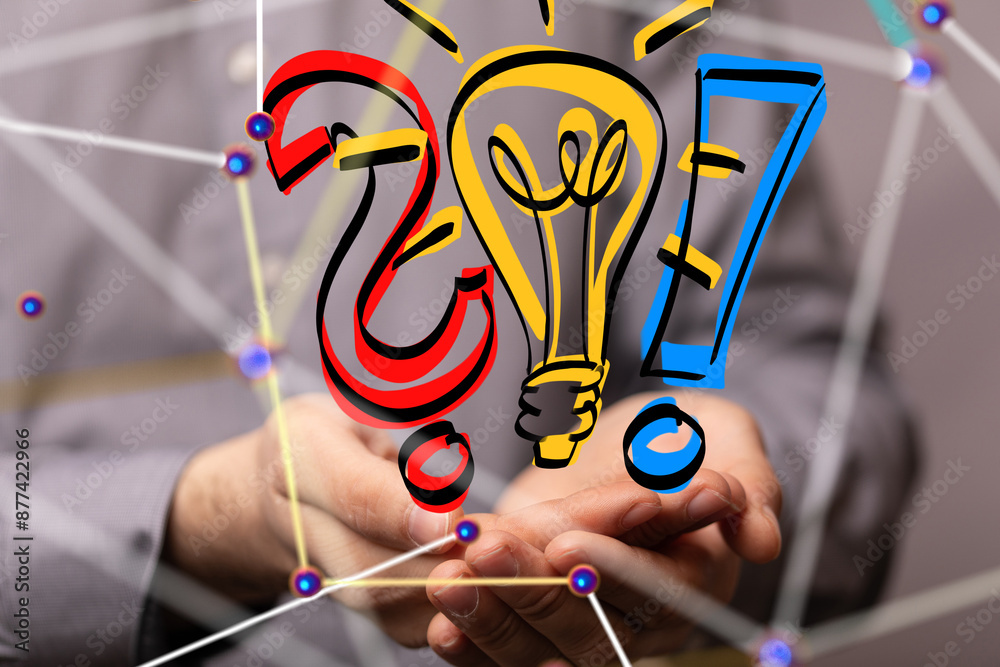 Poster Neural network 3D illustration. Big data and cybersecurity