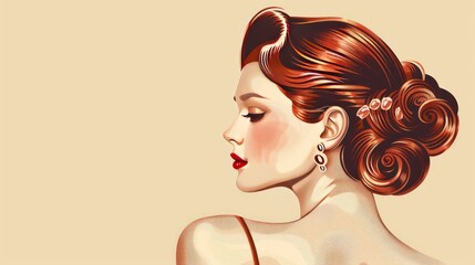Elegant Woman with Red Lips and Updo