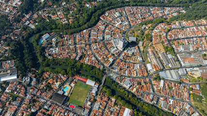 imagem aérea 2d da cidade de Pedreira em São Paulo. Também conhecida como cidade da porcelana....