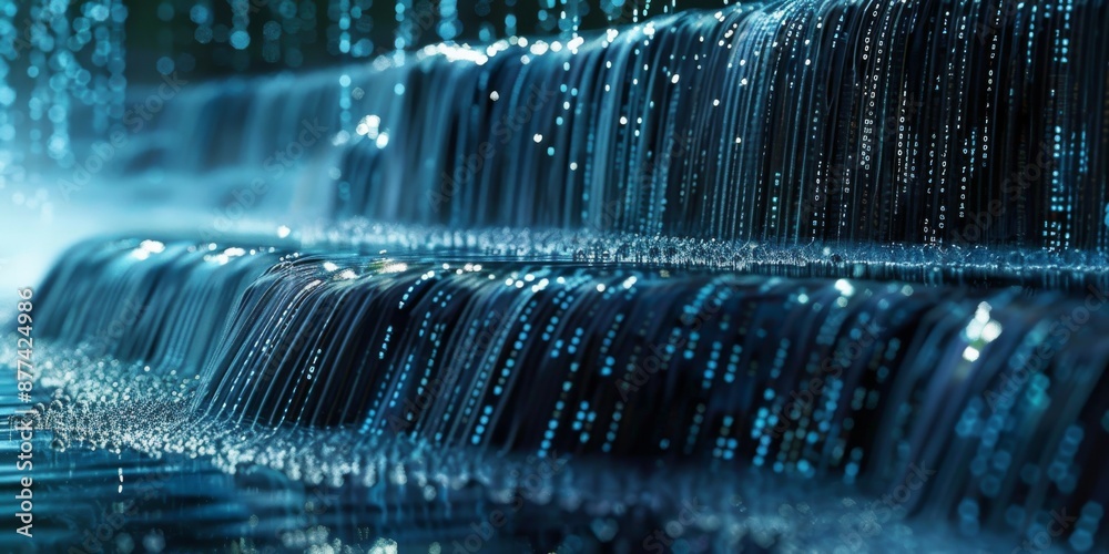 Poster binary code waterfall computer technology conceptual image
