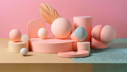 Fototapeta premium Stock photo of a makeup artist applying makeup to a client in a modern, empty office interior with a desk, chair, and computer