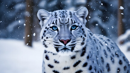 Naklejka premium Snow leopard in nature