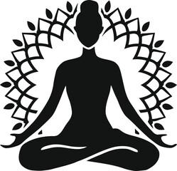 yoga logo icon silhouette vector style